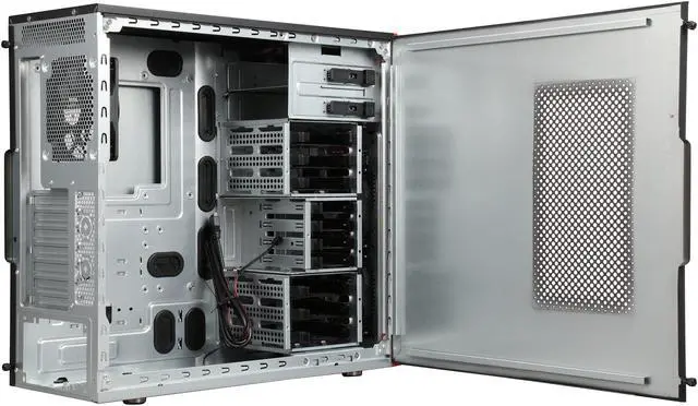 Alt view image 5 of 9 - SUPERMICRO CSE-GS50-000R Black with red trim Brushed Aluminum and ABS Plastic front bezel; SGCC Steel Body Mid-Tower Gaming S5 Mid-Tower Chassis 2 External 5.25" Drive Bays