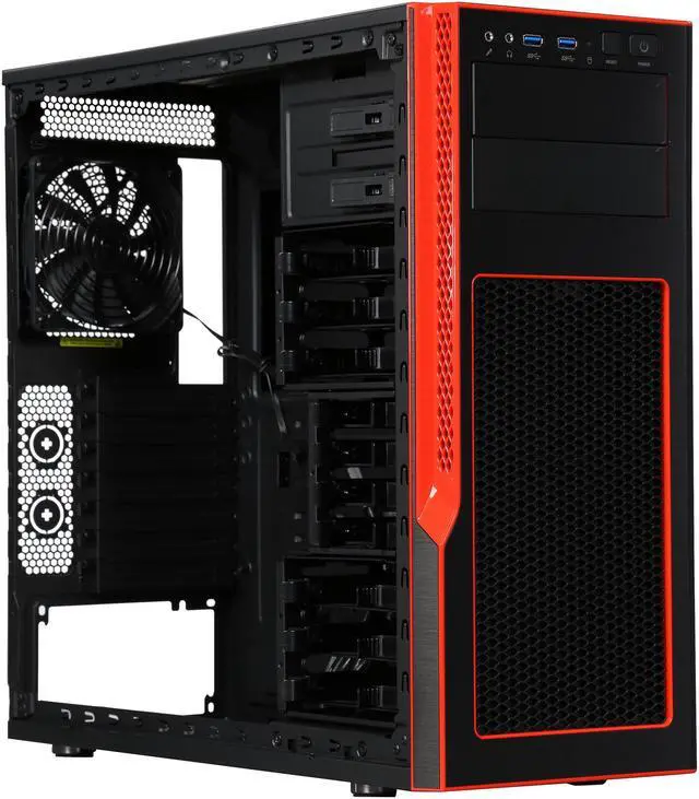 Alt view image 7 of 9 - SUPERMICRO S5 Special Edition Black/Red Aluminum / Steel ATX Mid Tower Computer Case CSE-GS5B-000R