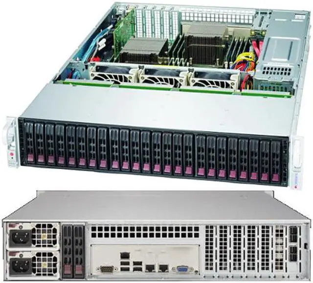 Main image of SUPERMICRO CSE-216BE1C4-R1K23LPB 2U Rackmount 2U Storage Chassis with 24+2x 2.5” hot-swap HDD's Redundant 12000W Titanium (96%+) efficiency power supplies w/ PMBus1.2 support