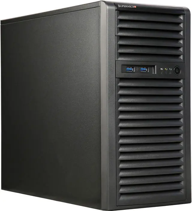 Main image of SUPERMICRO CSE-731i-403B Black Mini-Tower Server Chassis 400W Gold Level Certified High-Efficiency Power Supply 2 External 5.25" Drive Bays