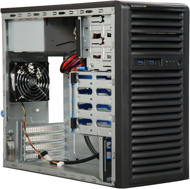 Alt view image 7 of 9 - SUPERMICRO CSE-731i-403B Black Mini-Tower Server Chassis 400W Gold Level Certified High-Efficiency Power Supply 2 External 5.25" Drive Bays