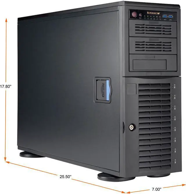 Alt view image 2 of 2 - SUPERMICRO SuperChassis CSE-743AC-1K26B-SQ Black 4U Tower Server Case 1200W