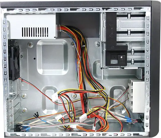 Alt view image 8 of 14 - Foxconn 3GT3GTW001-V-CA400 Black/Silver Steel MicroATX Mini Tower Computer Case 300W Power Supply tool-less deisgn