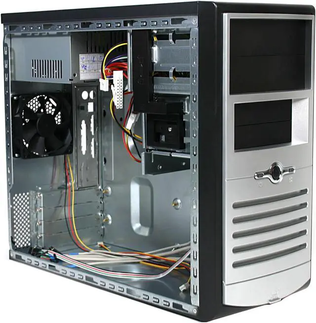 Alt view image 9 of 14 - Foxconn 3GT3GTW001-V-CA400 Black/Silver Steel MicroATX Mini Tower Computer Case 300W Power Supply tool-less deisgn
