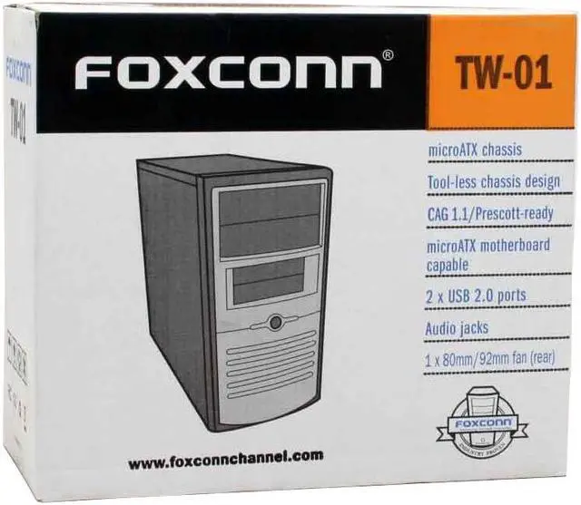 Alt view image 14 of 14 - Foxconn 3GT3GTW001-V-CA400 Black/Silver Steel MicroATX Mini Tower Computer Case 300W Power Supply tool-less deisgn