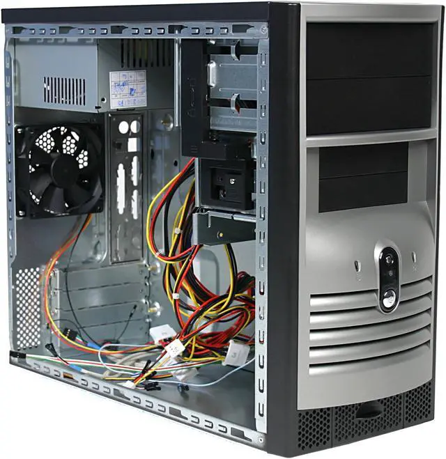 Alt view image 2 of 7 - Foxconn 3GTW-02 Black/Grey Silver 0.7mm SGCC Micro ATX Mini Tower Computer Case 300W Power Supply