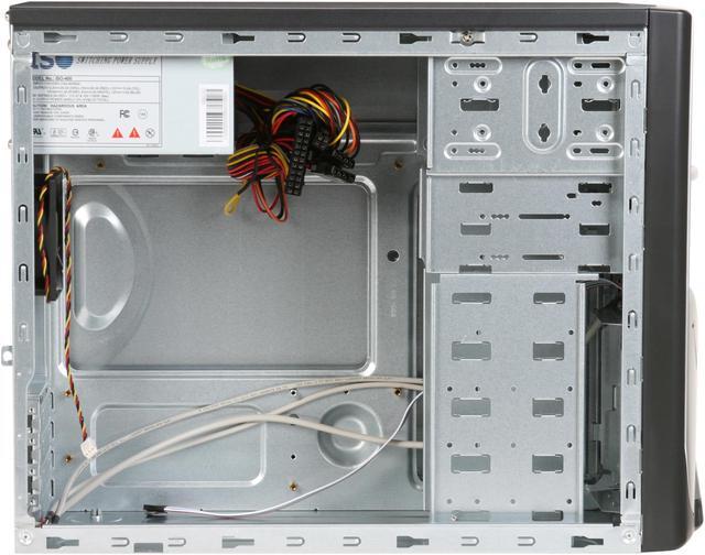 Alt view image 7 of 12 - Foxconn 436+ISO400 Black / Silver Steel Micro ATX Mini Tower Computer Case 300W Power Supply