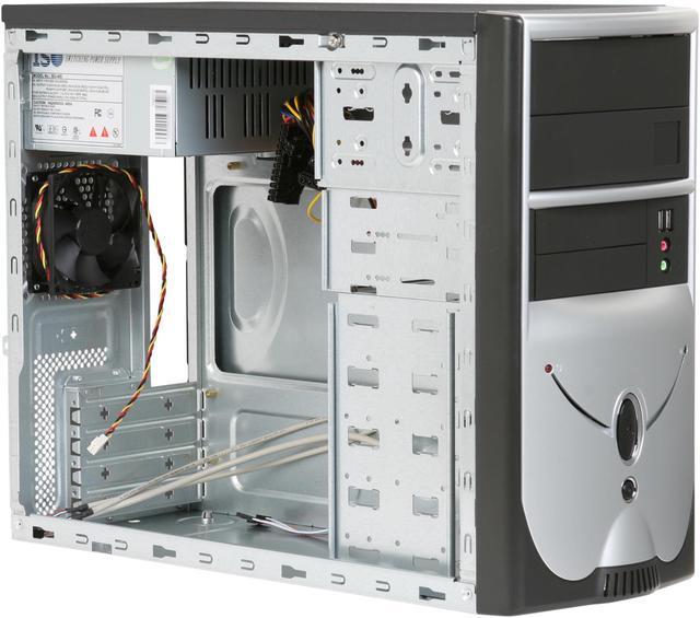Alt view image 8 of 12 - Foxconn 436+ISO400 Black / Silver Steel Micro ATX Mini Tower Computer Case 300W Power Supply