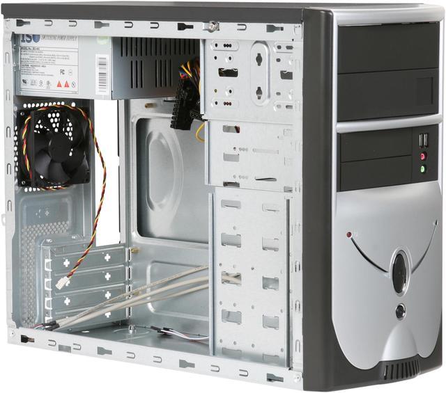 Alt view image 9 of 12 - Foxconn 436+ISO400 Black / Silver Steel Micro ATX Mini Tower Computer Case 300W Power Supply