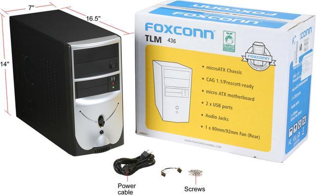 Alt view image 12 of 12 - Foxconn 436+ISO400 Black / Silver Steel Micro ATX Mini Tower Computer Case 300W Power Supply