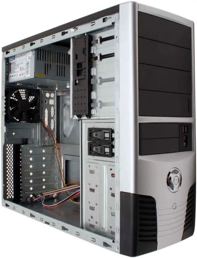 Alt view image 10 of 14 - Foxconn TLA+624-CA400 Black/ Silver Steel ATX Mid Tower Computer Case 300W Power Supply tool-less design