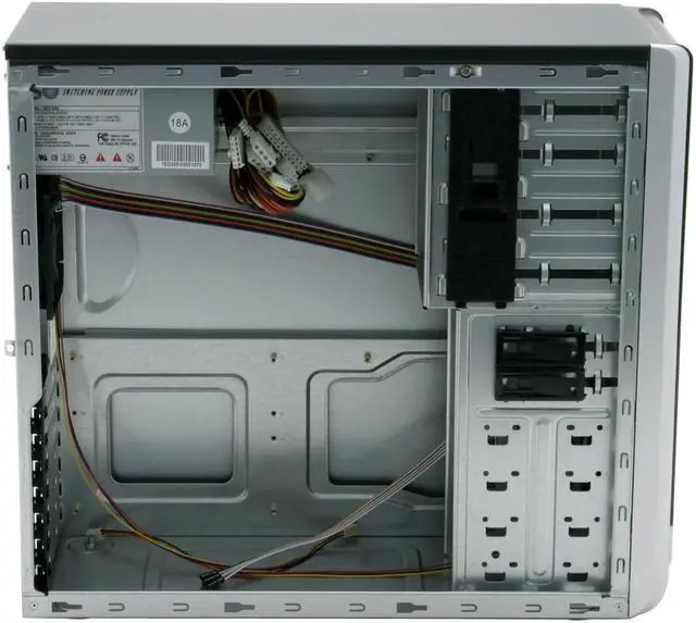 Alt view image 7 of 10 - Foxconn TLA473 Black/Silver Steel ATX Mid Tower Computer Case Peak Power: 350W, Max Power: 250W Power Supply