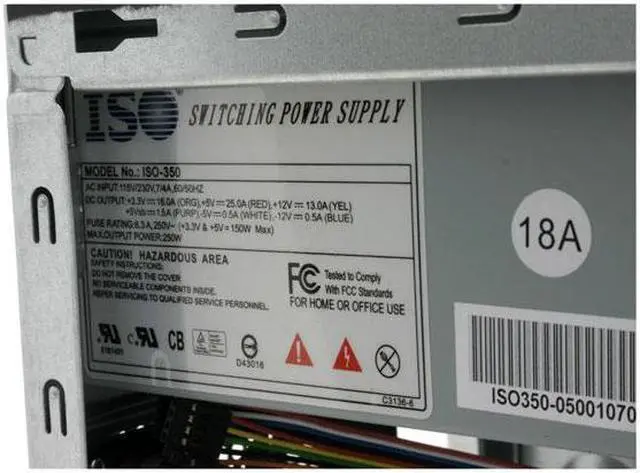 Alt view image 8 of 10 - Foxconn TLA473 Black/Silver Steel ATX Mid Tower Computer Case Peak Power: 350W, Max Power: 250W Power Supply