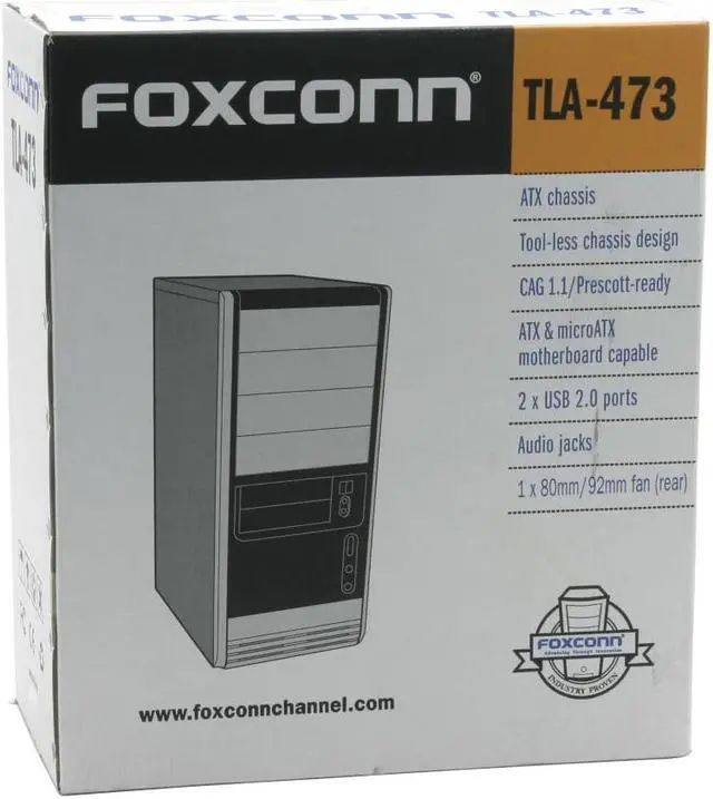 Alt view image 10 of 10 - Foxconn TLA473 Black/Silver Steel ATX Mid Tower Computer Case Peak Power: 350W, Max Power: 250W Power Supply