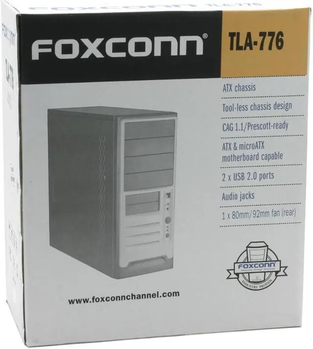 Alt view image 14 of 14 - Foxconn TLA776 Black/Silver Steel ATX Mid Tower Computer Case 300W Power Supply