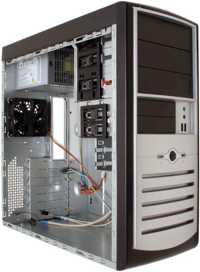 Alt view image 11 of 15 - Foxconn TS001-V-A300A Black/ Silver Steel ATX Mid Tower Computer Case SPI ATX 2.0 300W Power Supply S-ATA ready tool-less design