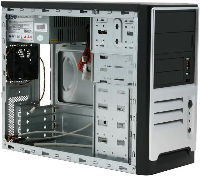 Alt view image 9 of 15 - Foxconn TLM776-CN300C-01 Black/ Silver Steel Micro ATX Mini Tower Computer Case 300W Power Supply