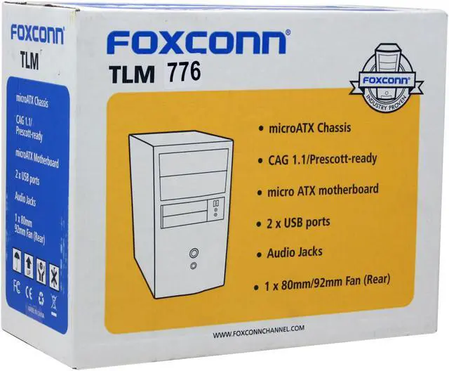 Alt view image 15 of 15 - Foxconn TLM776-CN300C-01 Black/ Silver Steel Micro ATX Mini Tower Computer Case 300W Power Supply