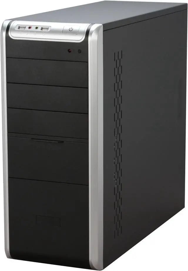 Alt view image 3 of 12 - Foxconn TLA566-CN450C Black+Light Silver Steel ATX Mid Tower Computer Case 350W Power Supply