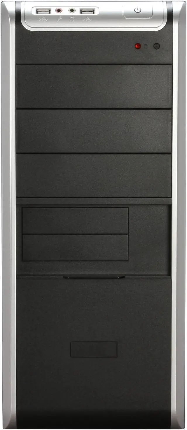 Alt view image 4 of 12 - Foxconn TLA566-CN450C Black+Light Silver Steel ATX Mid Tower Computer Case 350W Power Supply