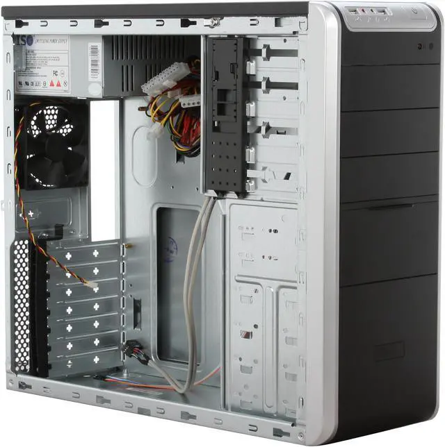 Alt view image 9 of 12 - Foxconn TLA566-CN450C Black+Light Silver Steel ATX Mid Tower Computer Case 350W Power Supply