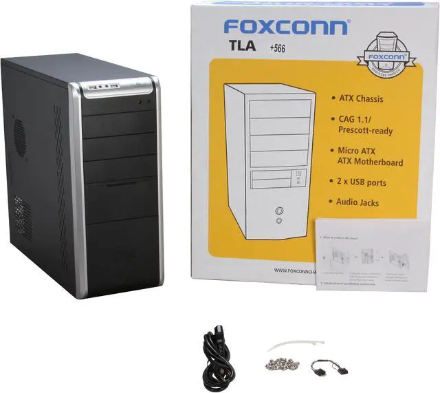 Alt view image 12 of 12 - Foxconn TLA566-CN450C Black+Light Silver Steel ATX Mid Tower Computer Case 350W Power Supply