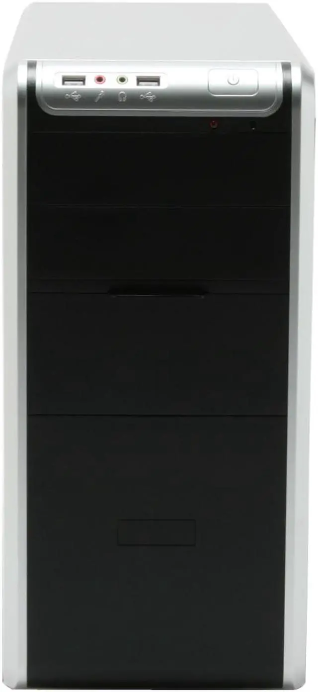 Alt view image 3 of 15 - Foxconn TLM566-CN300C-HS Black+Light Silver Steel Micro ATX Mid Tower Computer Case 300W Power Supply