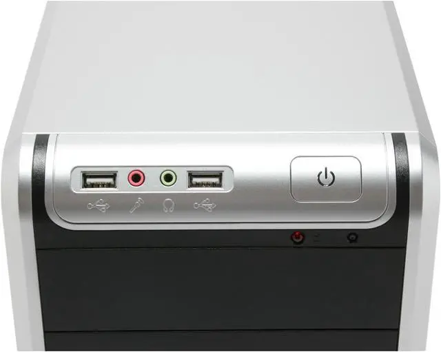 Alt view image 4 of 15 - Foxconn TLM566-CN300C-HS Black+Light Silver Steel Micro ATX Mid Tower Computer Case 300W Power Supply