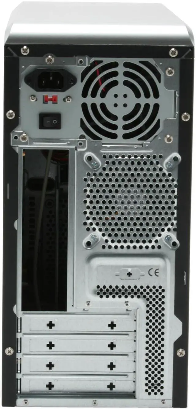 Alt view image 6 of 15 - Foxconn TLM566-CN300C-HS Black+Light Silver Steel Micro ATX Mid Tower Computer Case 300W Power Supply
