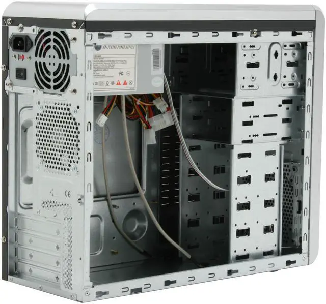 Alt view image 10 of 15 - Foxconn TLM566-CN300C-HS Black+Light Silver Steel Micro ATX Mid Tower Computer Case 300W Power Supply