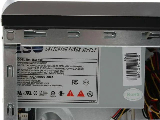 Alt view image 11 of 15 - Foxconn TLM566-CN300C-HS Black+Light Silver Steel Micro ATX Mid Tower Computer Case 300W Power Supply