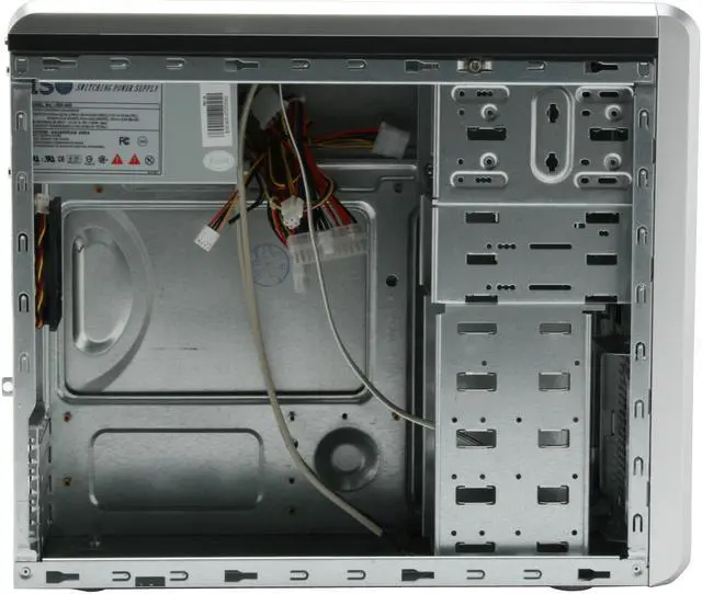 Alt view image 9 of 15 - Foxconn TLM566-CN300C-HS Black+Light Silver Steel Micro ATX Mid Tower Computer Case 300W Power Supply