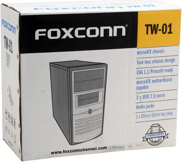 Alt view image 14 of 14 - Foxconn TW001-CN300C-HS Black/Light Silver 0.7mm SGCC Micro ATX Mini Tower Computer Case 300W Power Supply