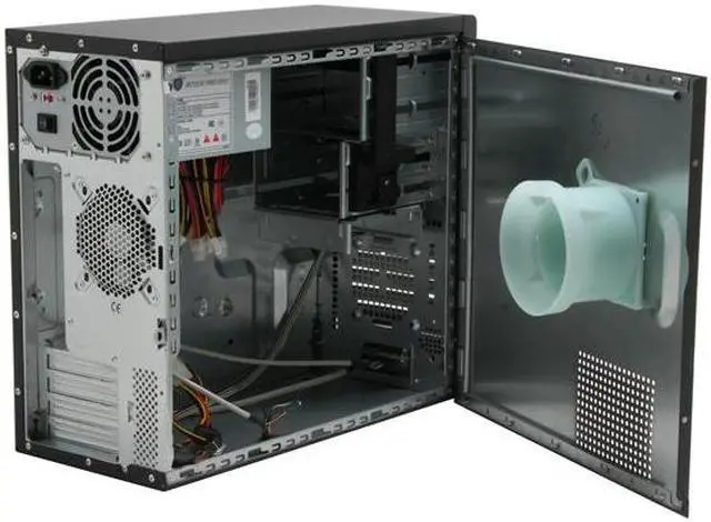 Alt view image 7 of 14 - Foxconn TW001-CN300C-HS Black/Light Silver 0.7mm SGCC Micro ATX Mini Tower Computer Case 300W Power Supply