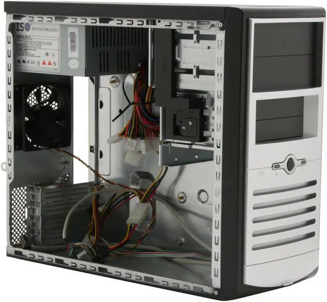Alt view image 9 of 14 - Foxconn TW001-CN300C-HS Black/Light Silver 0.7mm SGCC Micro ATX Mini Tower Computer Case 300W Power Supply