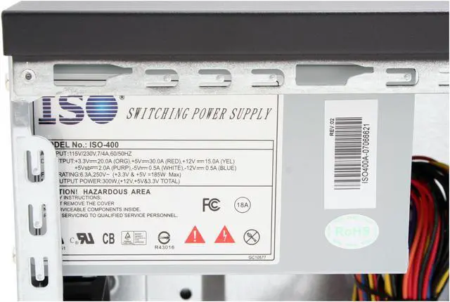 Alt view image 11 of 14 - Foxconn TW001-CN300C-HS Black/Light Silver 0.7mm SGCC Micro ATX Mini Tower Computer Case 300W Power Supply
