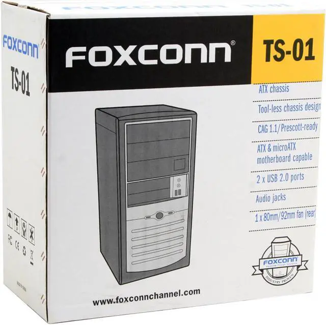 Alt view image 15 of 15 - Foxconn TS001-V-D350A Black/ Silver Steel ATX Mid Tower Computer Case Delta ATX 2.2 350W Power Supply