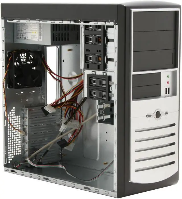 Alt view image 9 of 15 - Foxconn TS001-V-D350A Black/ Silver Steel ATX Mid Tower Computer Case Delta ATX 2.2 350W Power Supply