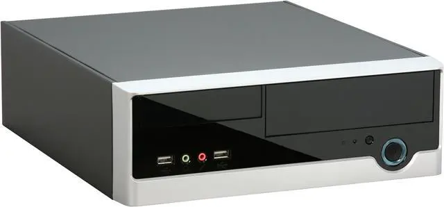 Alt view image 3 of 10 - Foxconn RS233 Black+Light Silver Steel Mini-ITX Tower Computer Case 150W Power Supply