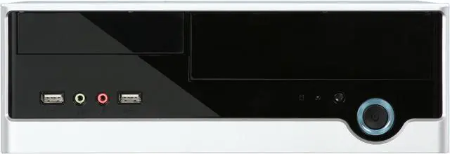 Alt view image 2 of 10 - Foxconn RS233 Black+Light Silver Steel Mini-ITX Tower Computer Case 150W Power Supply