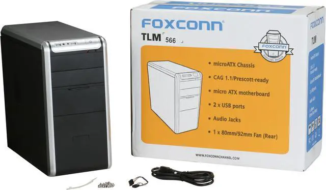 Alt view image 12 of 12 - Foxconn TLM566-300W Steel Micro ATX Mid Tower Computer Case 300W Power Supply