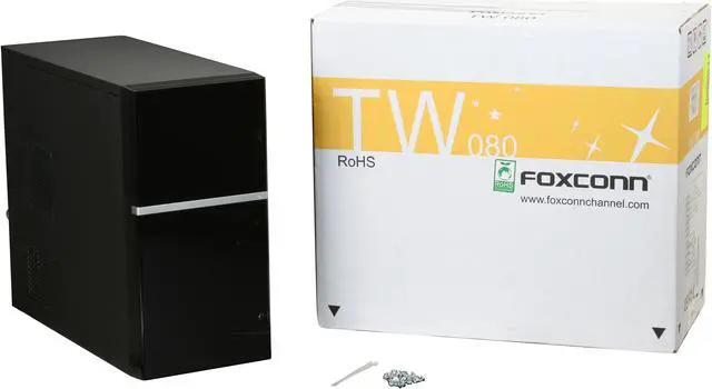 Alt view image 12 of 12 - Foxconn TW-080 NPS Black Steel Micro ATX Mid Tower Computer Case