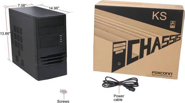 Alt view image 9 of 9 - Foxconn KS136-ISO450 Black 0.5mm SGCC Micro ATX Mini Tower Computer Case 350W Power Supply