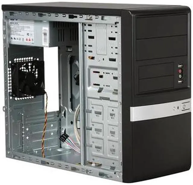 Alt view image 7 of 9 - Foxconn KS188-ISO450 Black / Silver SGCC Micro ATX Mini Tower Computer Case 350W Power Supply