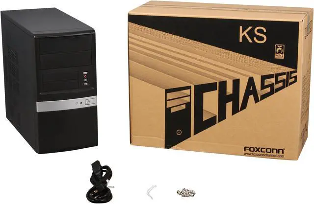 Alt view image 9 of 9 - Foxconn KS188-ISO450 Black / Silver SGCC Micro ATX Mini Tower Computer Case 350W Power Supply
