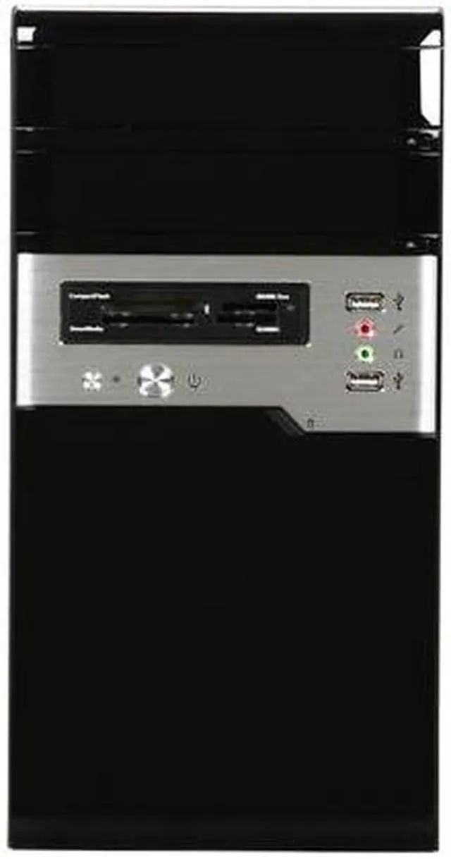 Alt view image 2 of 9 - Foxconn TLM-C01+ISO-400 Black / Silver 0.6mm SGCC Micro ATX Mini Tower Computer Case w/ 18 in 1 Card Reader 300W Power Supply