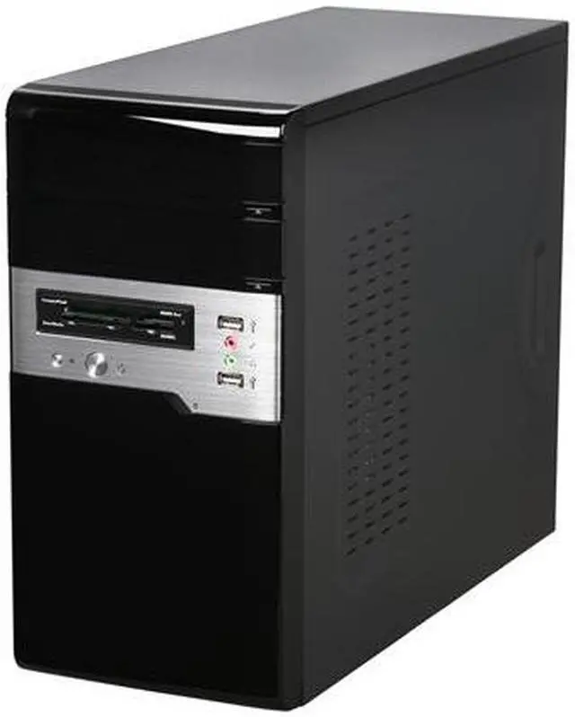 Alt view image 3 of 9 - Foxconn TLM-C01+ISO-400 Black / Silver 0.6mm SGCC Micro ATX Mini Tower Computer Case w/ 18 in 1 Card Reader 300W Power Supply