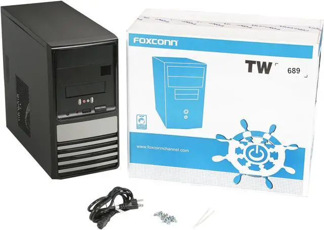 Alt view image 8 of 8 - TW (Tower) TW-689 (H+A)+ISO-450 Black / Silver 0.7mm SGCC Micro ATX Mini Tower Computer Case 350W Power Supply