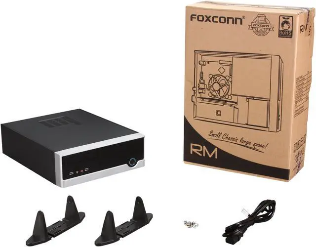 Alt view image 9 of 9 - Foxconn RM233+FSP150-50GLT Black / Silver 0.6mm SGCC Mini-ITX Tower Computer Case 150W Power Supply