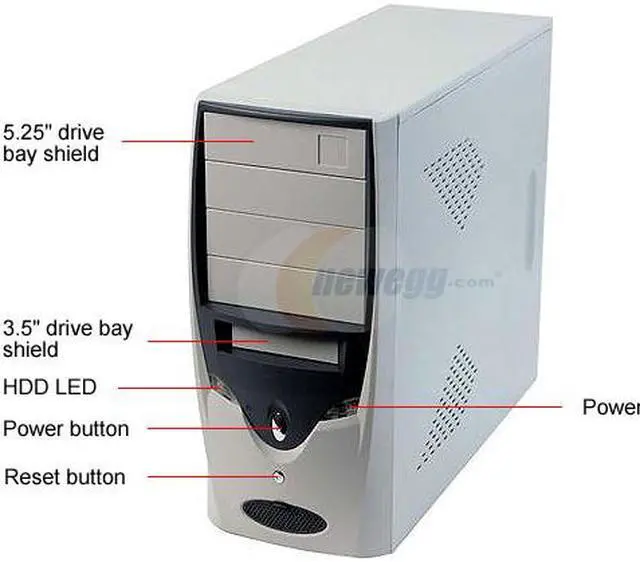Alt view image 2 of 12 - APEX PC-115 White/Gray Steel ATX Mid Tower Computer Case ATX12V 300W Power Supply